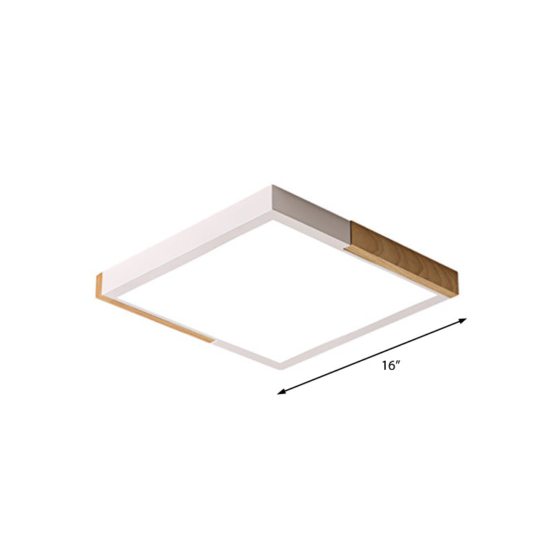 Nordic Metal Spliced Square Flush Mount Light - Led Ceiling Lighting In Green/White/Black-Wood