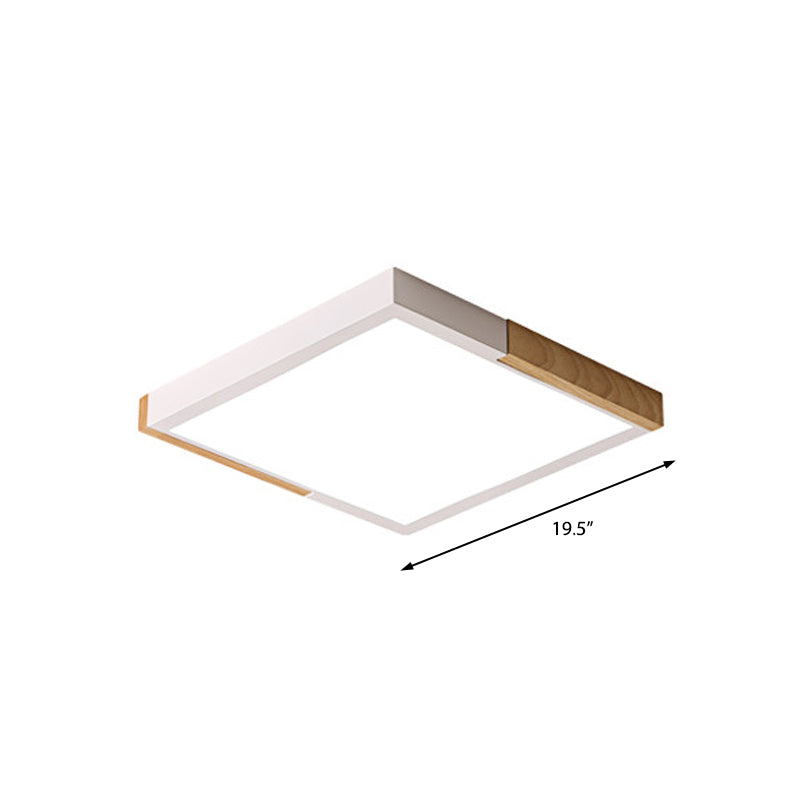 Nordic Metal Spliced Square Flush Mount Light - Led Ceiling Lighting In Green/White/Black-Wood