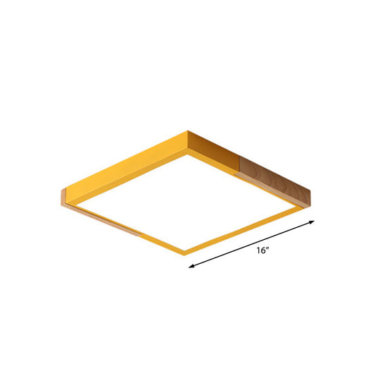 Nordic Metal Spliced Square Flush Mount Light - Led Ceiling Lighting In Green/White/Black-Wood