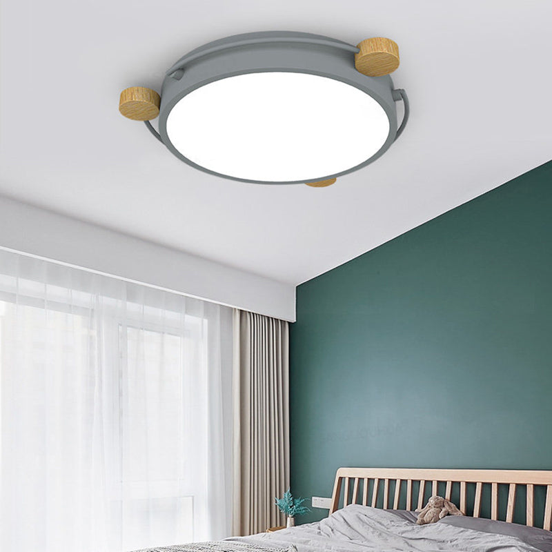 Nordic Orbital LED Ceiling Fixture - 16"/19.5"/23.5" Wide Flush Mount Lamp in Green/Grey/White-Wood