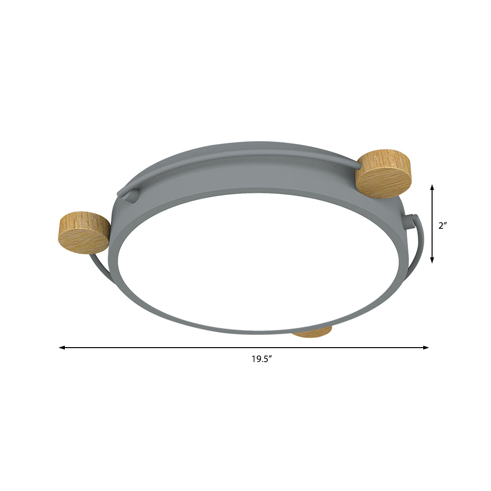 Nordic Orbital LED Ceiling Fixture - 16"/19.5"/23.5" Wide Flush Mount Lamp in Green/Grey/White-Wood
