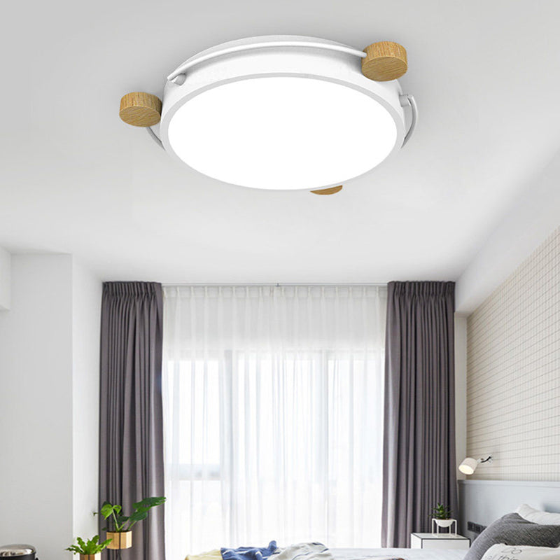 Nordic Orbital LED Ceiling Fixture - 16"/19.5"/23.5" Wide Flush Mount Lamp in Green/Grey/White-Wood