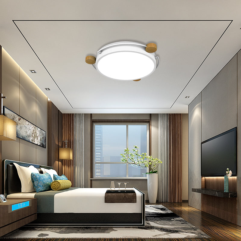 Nordic Orbital LED Ceiling Fixture - 16"/19.5"/23.5" Wide Flush Mount Lamp in Green/Grey/White-Wood