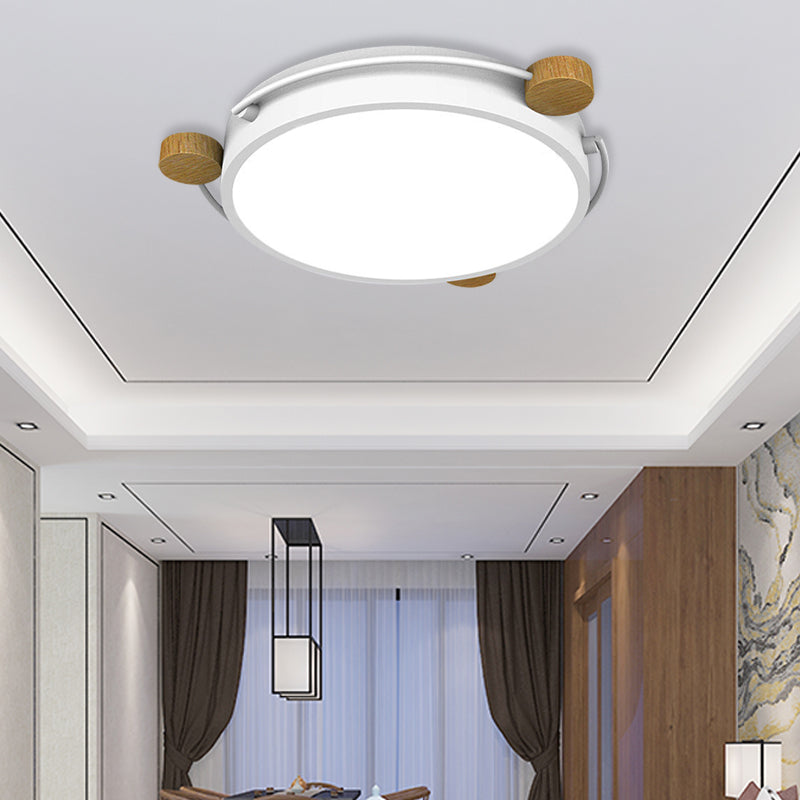 Nordic Orbital LED Ceiling Fixture - 16"/19.5"/23.5" Wide Flush Mount Lamp in Green/Grey/White-Wood