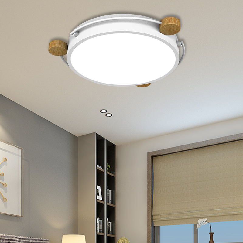 Nordic Orbital LED Ceiling Fixture - 16"/19.5"/23.5" Wide Flush Mount Lamp in Green/Grey/White-Wood