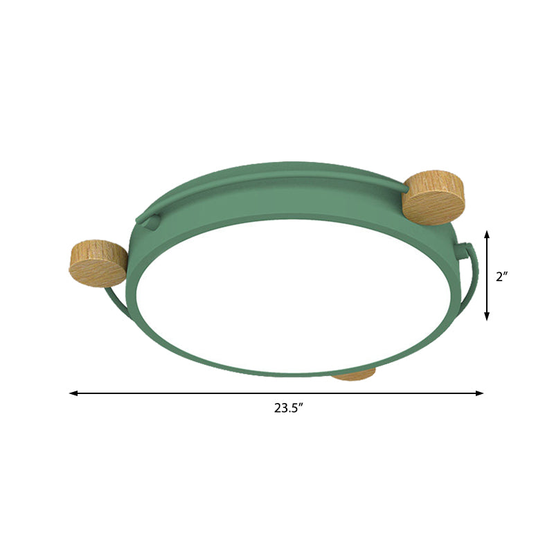 Nordic Orbital LED Ceiling Fixture - 16"/19.5"/23.5" Wide Flush Mount Lamp in Green/Grey/White-Wood
