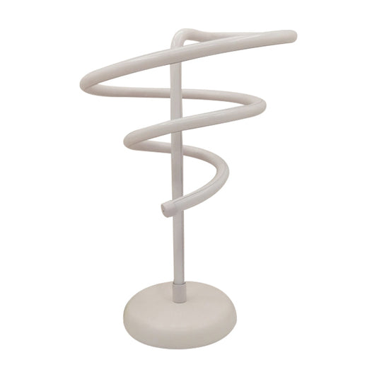 Modern White Swirly Led Desk Lamp With Metal Base - Minimalist Task Lighting Warm/White Light