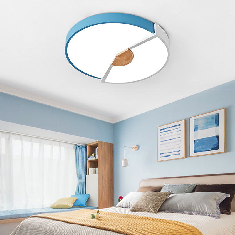 Modern Metal Flush Light with Integrated LED Bulb, Black/Pink/Yellow, Ceiling Mounted Lamp, Multiple Sizes (12"/16"/19.5")