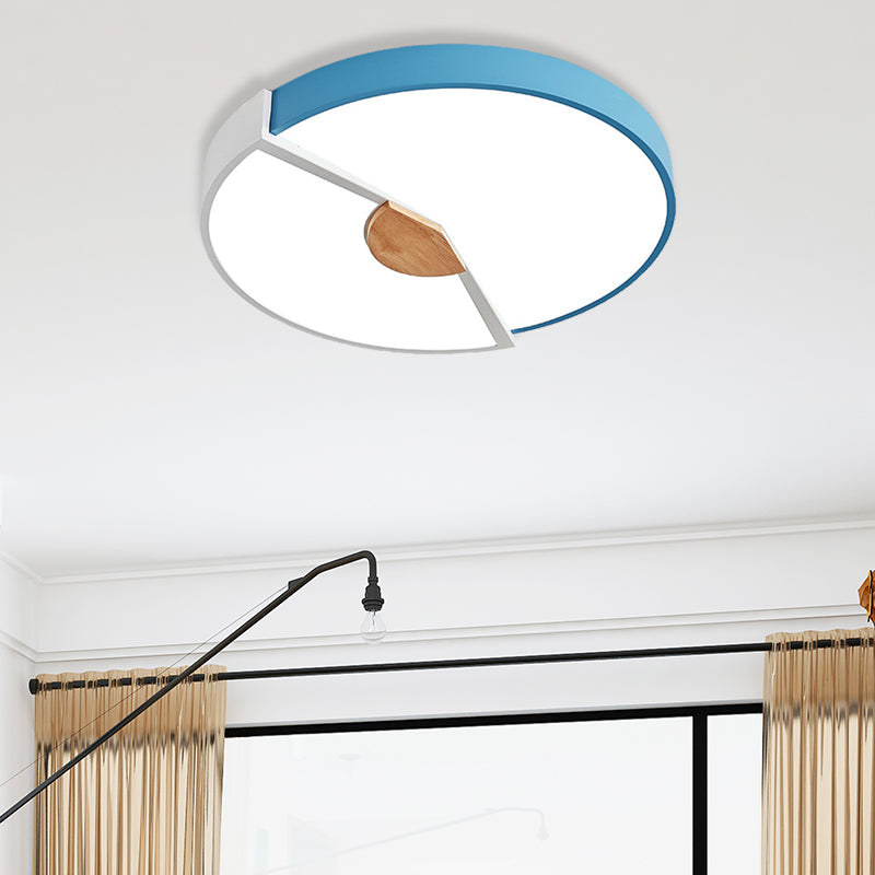Modern Metal Flush Light with Integrated LED Bulb, Black/Pink/Yellow, Ceiling Mounted Lamp, Multiple Sizes (12"/16"/19.5")