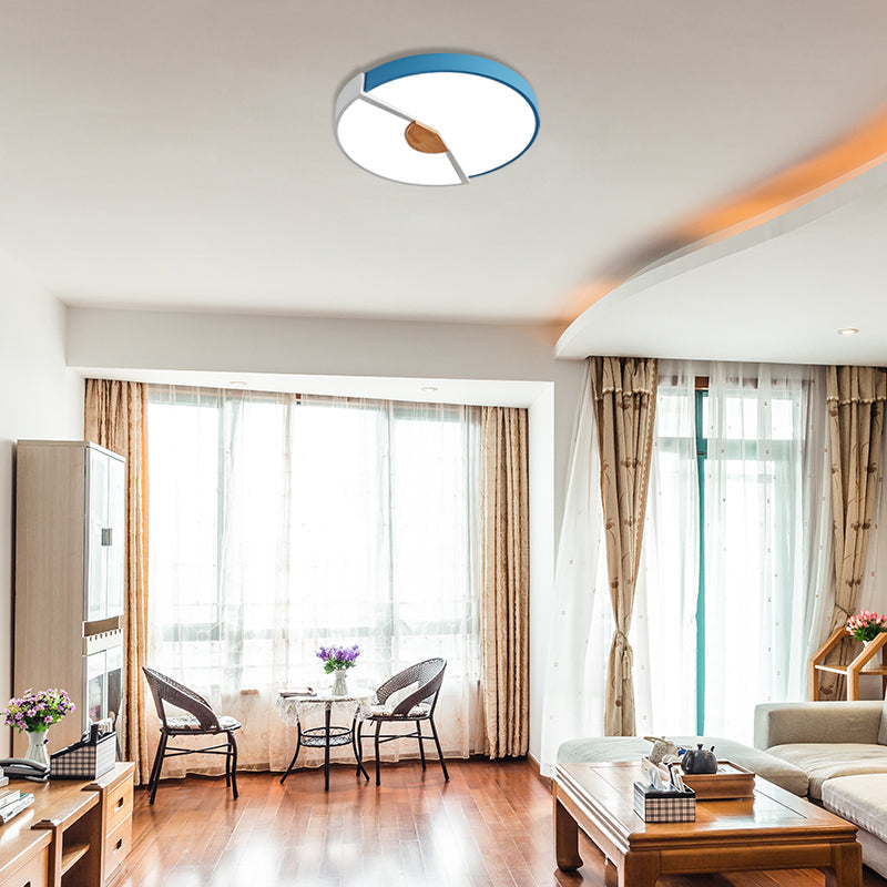 Modern Metal Flush Light with Integrated LED Bulb, Black/Pink/Yellow, Ceiling Mounted Lamp, Multiple Sizes (12"/16"/19.5")