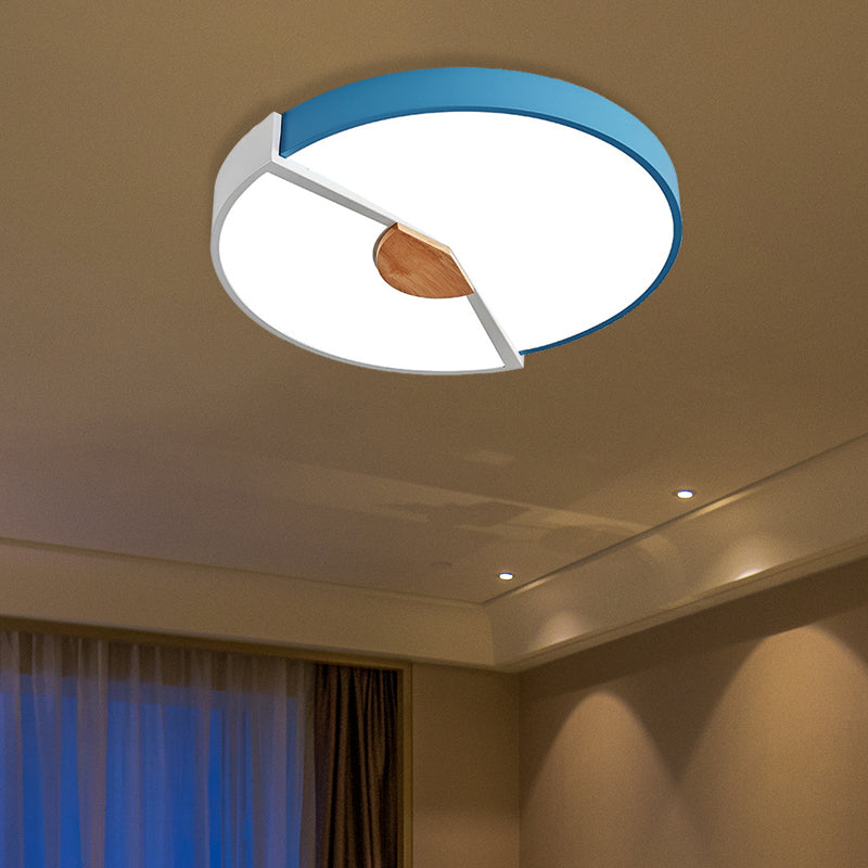 Modern Metal Flush Light with Integrated LED Bulb, Black/Pink/Yellow, Ceiling Mounted Lamp, Multiple Sizes (12"/16"/19.5")
