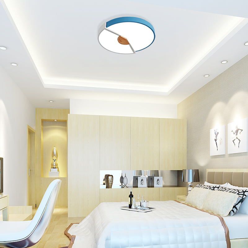 Modern Metal Flush Light with Integrated LED Bulb, Black/Pink/Yellow, Ceiling Mounted Lamp, Multiple Sizes (12"/16"/19.5")