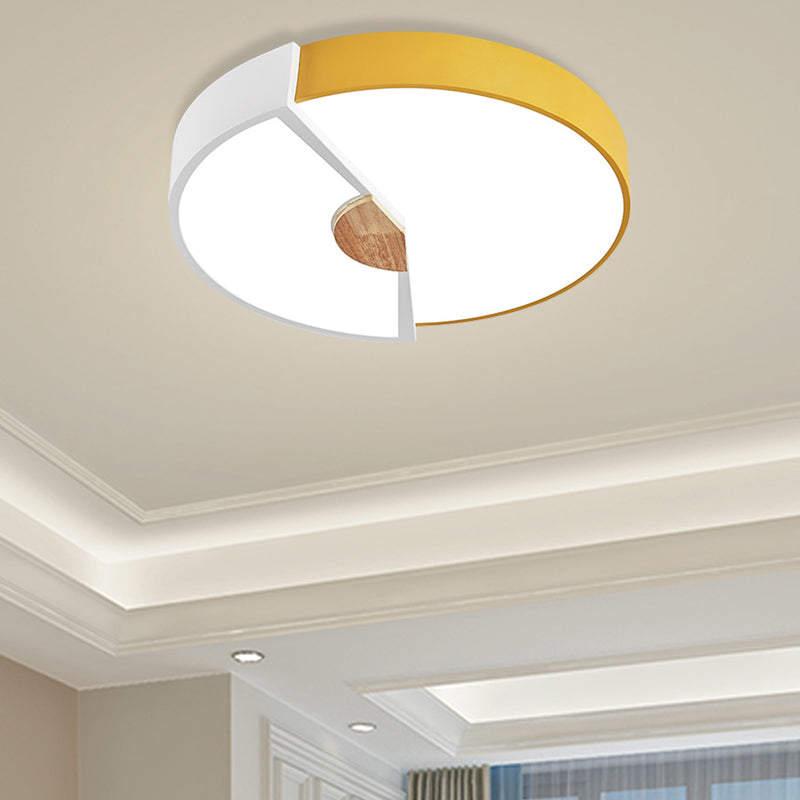 Modern Metal Flush Light with Integrated LED Bulb, Black/Pink/Yellow, Ceiling Mounted Lamp, Multiple Sizes (12"/16"/19.5")