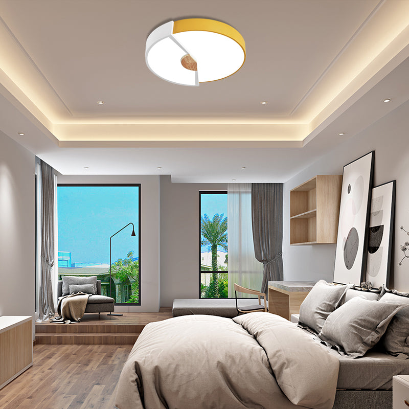 Modern Metal Flush Light with Integrated LED Bulb, Black/Pink/Yellow, Ceiling Mounted Lamp, Multiple Sizes (12"/16"/19.5")