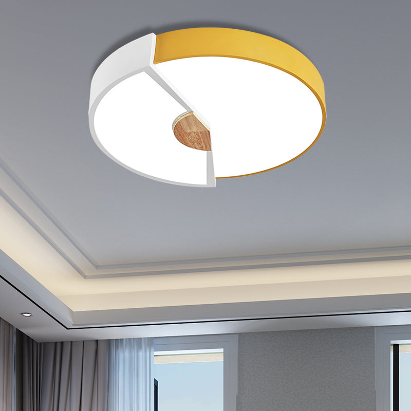 Modern Metal Flush Light with Integrated LED Bulb, Black/Pink/Yellow, Ceiling Mounted Lamp, Multiple Sizes (12"/16"/19.5")