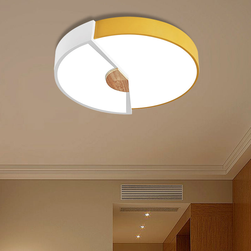 Modern Metal Flush Light with Integrated LED Bulb, Black/Pink/Yellow, Ceiling Mounted Lamp, Multiple Sizes (12"/16"/19.5")