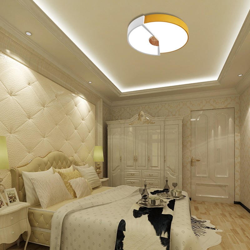 Modern Metal Flush Light with Integrated LED Bulb, Black/Pink/Yellow, Ceiling Mounted Lamp, Multiple Sizes (12"/16"/19.5")
