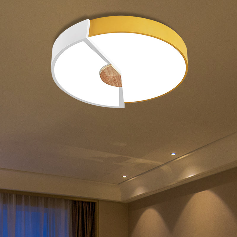 Modern Metal Flush Light with Integrated LED Bulb, Black/Pink/Yellow, Ceiling Mounted Lamp, Multiple Sizes (12"/16"/19.5")