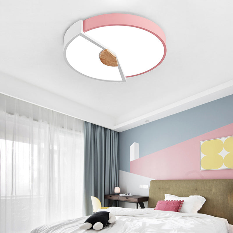 Modern Metal Flush Light with Integrated LED Bulb, Black/Pink/Yellow, Ceiling Mounted Lamp, Multiple Sizes (12"/16"/19.5")