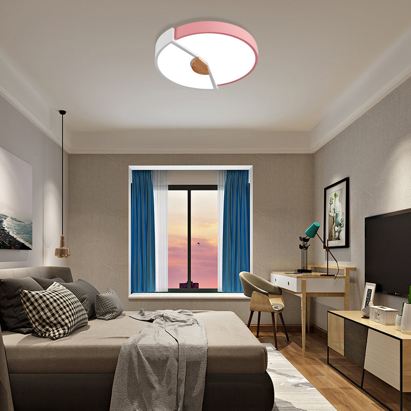Modern Metal Flush Light with Integrated LED Bulb, Black/Pink/Yellow, Ceiling Mounted Lamp, Multiple Sizes (12"/16"/19.5")