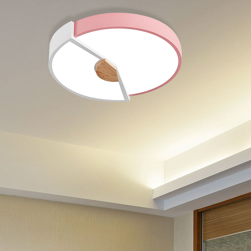 Modern Metal Flush Light with Integrated LED Bulb, Black/Pink/Yellow, Ceiling Mounted Lamp, Multiple Sizes (12"/16"/19.5")