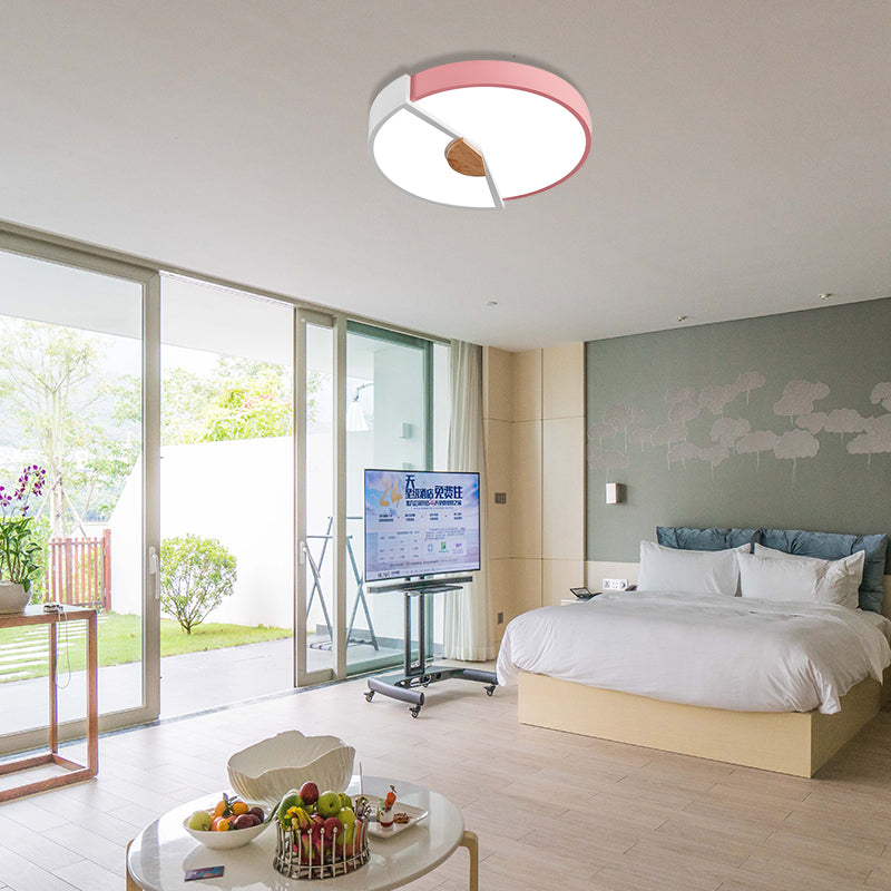 Modern Metal Flush Light with Integrated LED Bulb, Black/Pink/Yellow, Ceiling Mounted Lamp, Multiple Sizes (12"/16"/19.5")