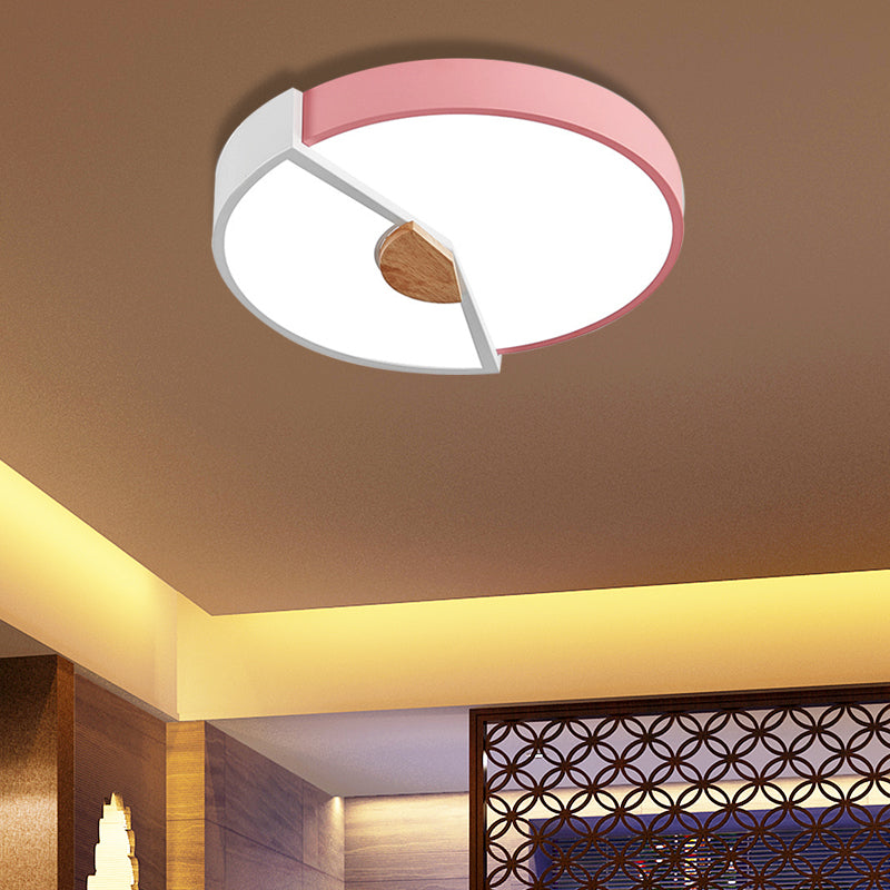 Modern Metal Flush Light with Integrated LED Bulb, Black/Pink/Yellow, Ceiling Mounted Lamp, Multiple Sizes (12"/16"/19.5")