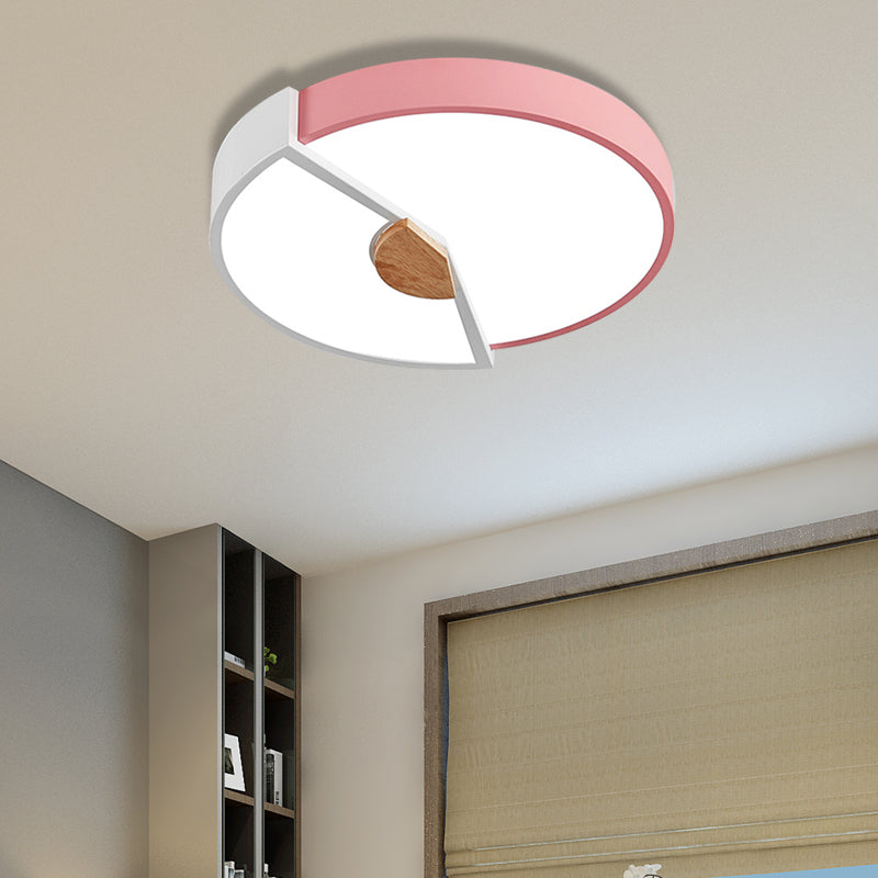 Modern Metal Flush Light with Integrated LED Bulb, Black/Pink/Yellow, Ceiling Mounted Lamp, Multiple Sizes (12"/16"/19.5")