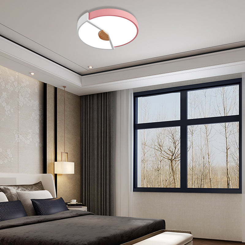 Modern Metal Flush Light with Integrated LED Bulb, Black/Pink/Yellow, Ceiling Mounted Lamp, Multiple Sizes (12"/16"/19.5")