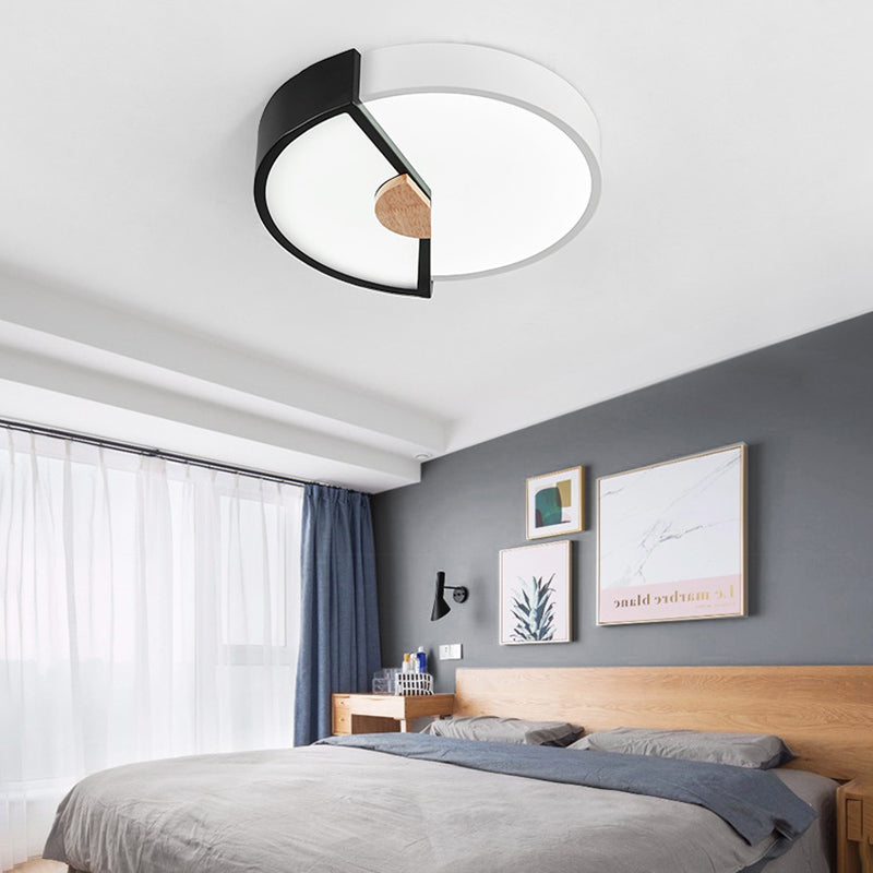 Modern Metal Flush Light with Integrated LED Bulb, Black/Pink/Yellow, Ceiling Mounted Lamp, Multiple Sizes (12"/16"/19.5")
