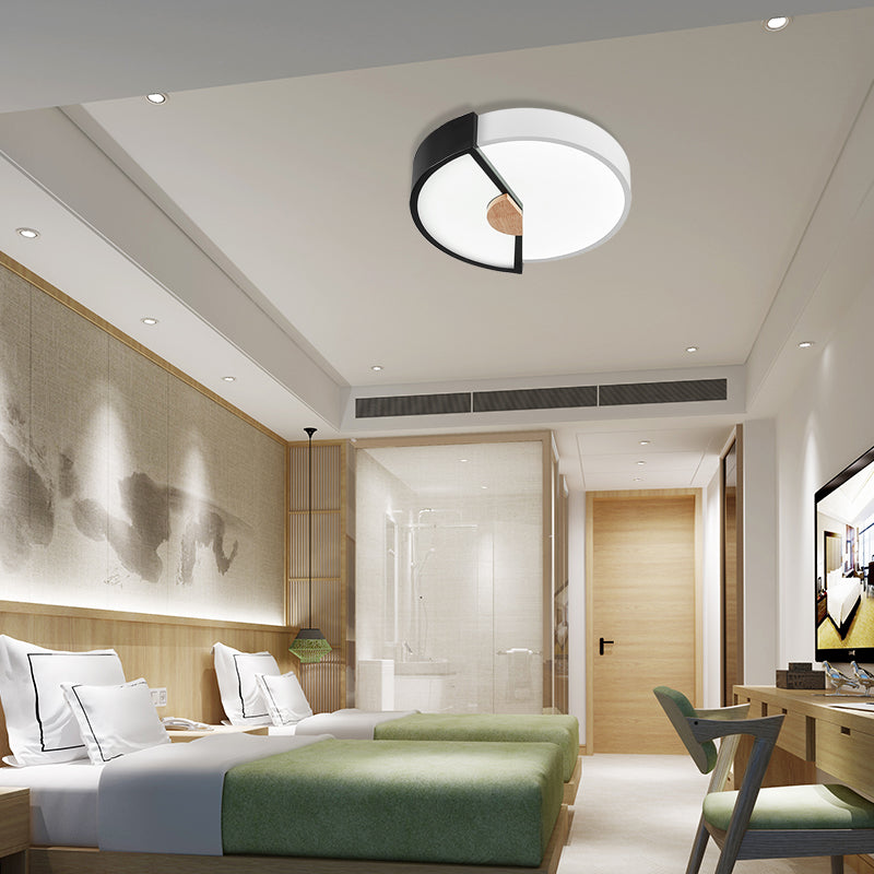 Modern Metal Flush Light with Integrated LED Bulb, Black/Pink/Yellow, Ceiling Mounted Lamp, Multiple Sizes (12"/16"/19.5")