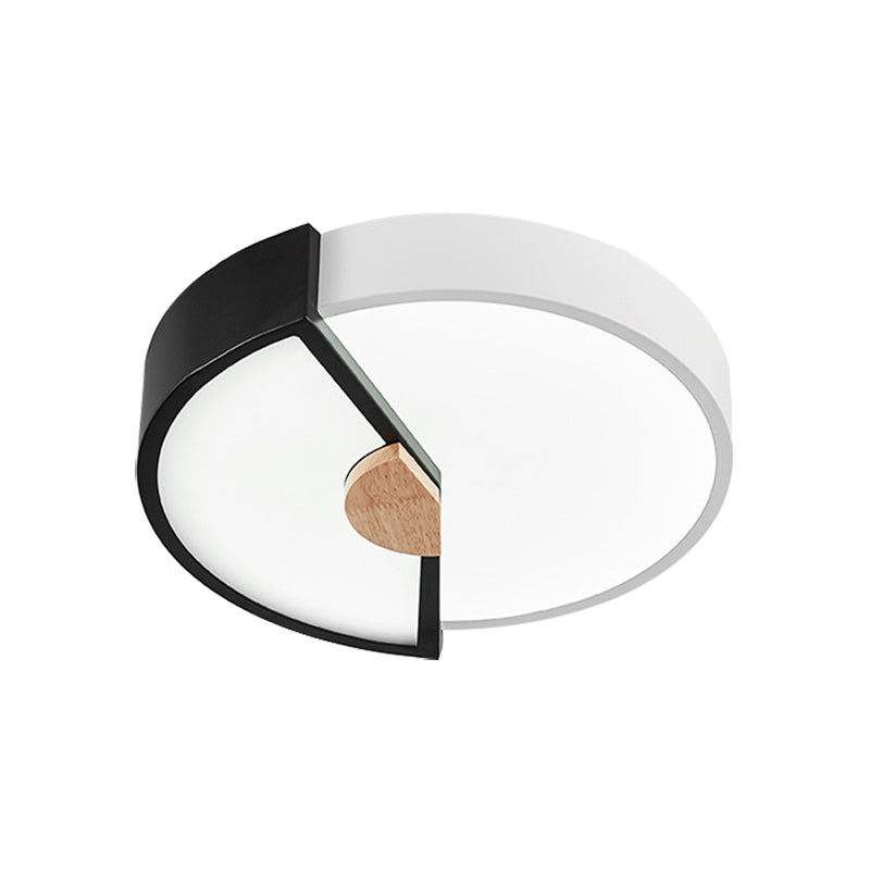 Modern Metal Flush Light with Integrated LED Bulb, Black/Pink/Yellow, Ceiling Mounted Lamp, Multiple Sizes (12"/16"/19.5")