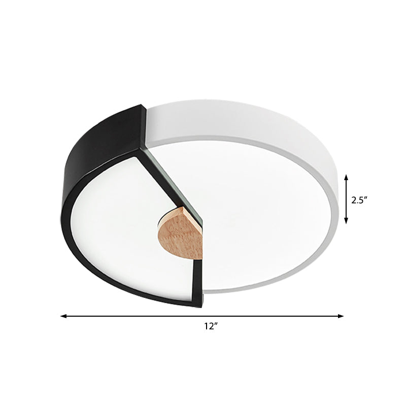 Modern Metal Flush Light with Integrated LED Bulb, Black/Pink/Yellow, Ceiling Mounted Lamp, Multiple Sizes (12"/16"/19.5")