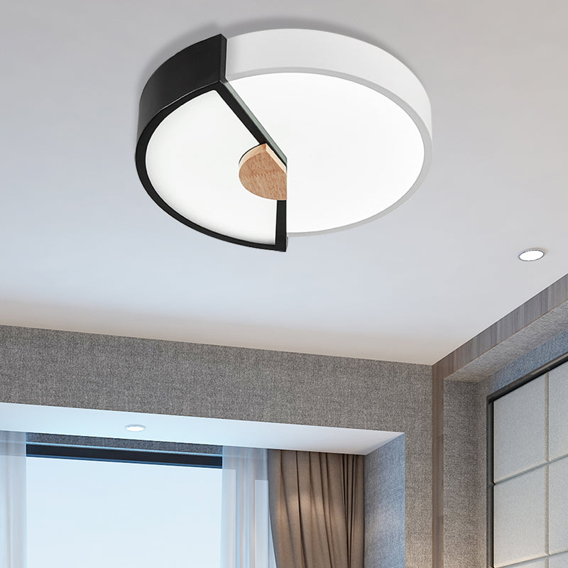 Modern Metal Flush Light with Integrated LED Bulb, Black/Pink/Yellow, Ceiling Mounted Lamp, Multiple Sizes (12"/16"/19.5")