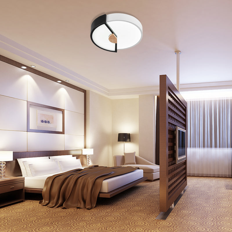 Modern Metal Flush Light with Integrated LED Bulb, Black/Pink/Yellow, Ceiling Mounted Lamp, Multiple Sizes (12"/16"/19.5")