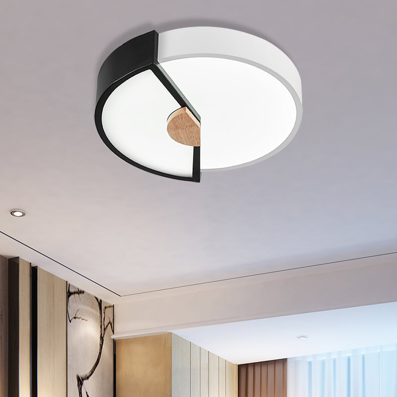 Modern Metal Flush Light with Integrated LED Bulb, Black/Pink/Yellow, Ceiling Mounted Lamp, Multiple Sizes (12"/16"/19.5")