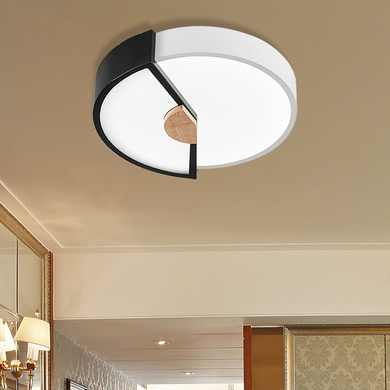 Modern Metal Flush Light with Integrated LED Bulb, Black/Pink/Yellow, Ceiling Mounted Lamp, Multiple Sizes (12"/16"/19.5")