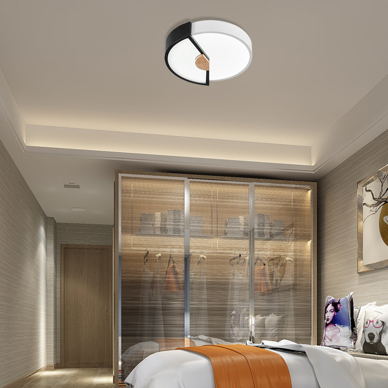Modern Metal Flush Light with Integrated LED Bulb, Black/Pink/Yellow, Ceiling Mounted Lamp, Multiple Sizes (12"/16"/19.5")