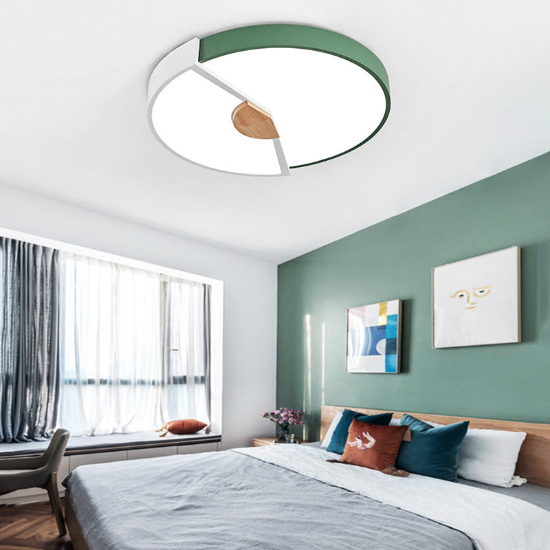 Modern Metal Flush Light with Integrated LED Bulb, Black/Pink/Yellow, Ceiling Mounted Lamp, Multiple Sizes (12"/16"/19.5")