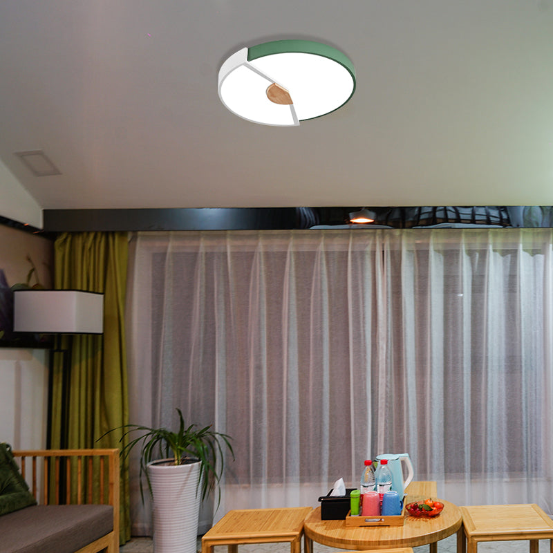 Modern Metal Flush Light with Integrated LED Bulb, Black/Pink/Yellow, Ceiling Mounted Lamp, Multiple Sizes (12"/16"/19.5")