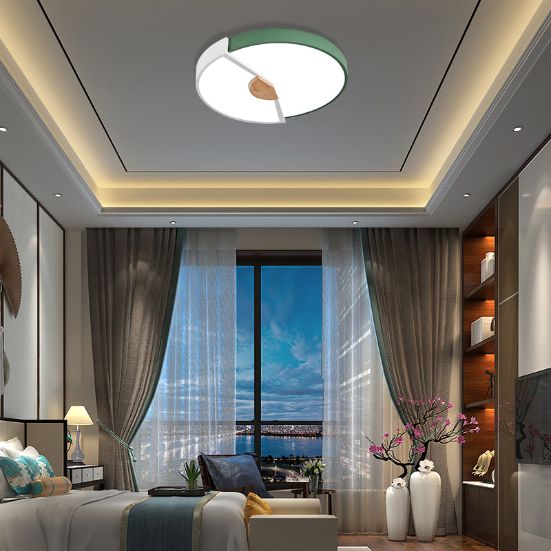 Modern Metal Flush Light with Integrated LED Bulb, Black/Pink/Yellow, Ceiling Mounted Lamp, Multiple Sizes (12"/16"/19.5")