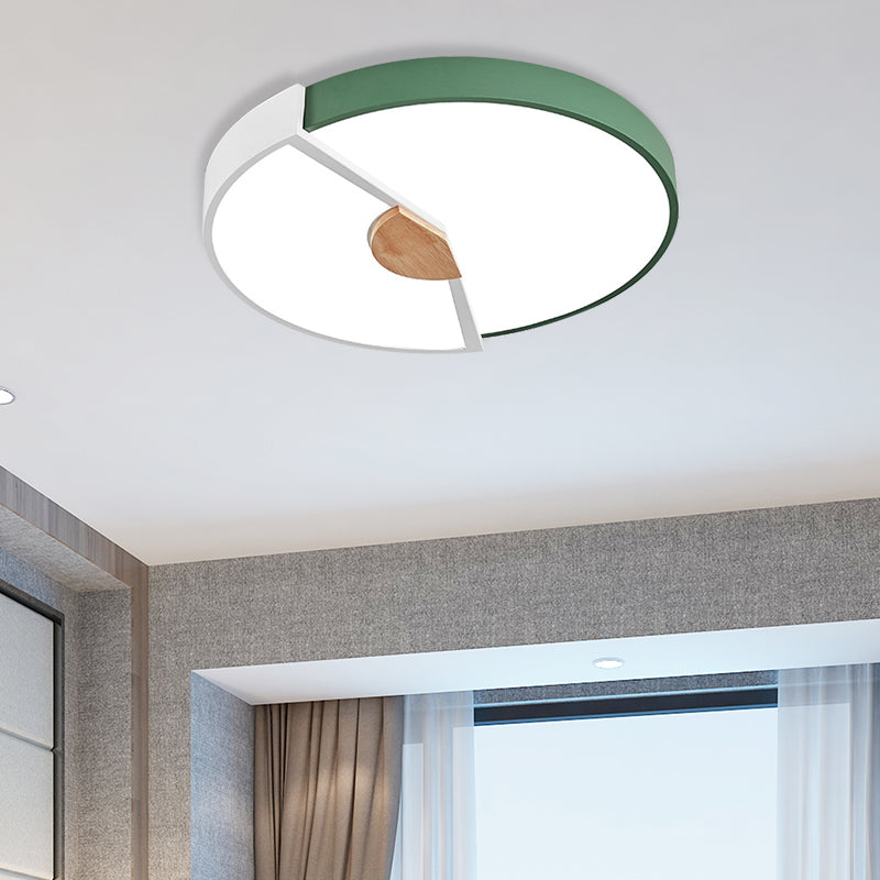 Modern Metal Flush Light with Integrated LED Bulb, Black/Pink/Yellow, Ceiling Mounted Lamp, Multiple Sizes (12"/16"/19.5")