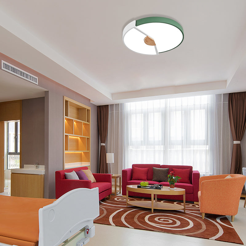 Modern Metal Flush Light with Integrated LED Bulb, Black/Pink/Yellow, Ceiling Mounted Lamp, Multiple Sizes (12"/16"/19.5")