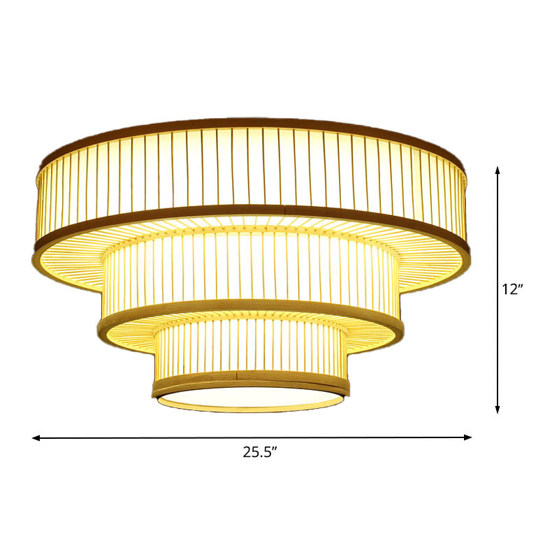 Beige LED Bamboo Ceiling Light for Bedroom - Flush Mount Fixture"
or
"Flush Mount LED Bamboo Ceiling Light - Beige Shade for Bedroom