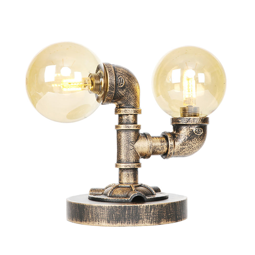 Vintage Style 2-Light Glass Shade Desk Lamp In Silver/Bronze For Coffee Shop Task Lighting