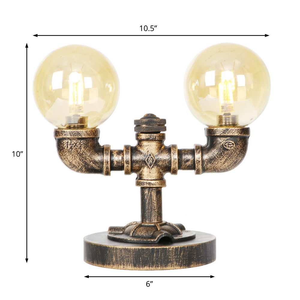 Vintage Style 2-Light Glass Shade Desk Lamp In Silver/Bronze For Coffee Shop Task Lighting