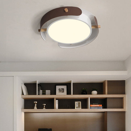 Nordic Acrylic LED Flush Mount Ceiling Light Fixture in White/Distressed White - 16"/19.5" Dia