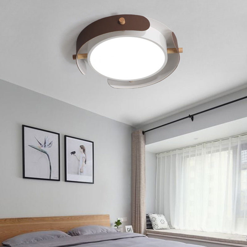Nordic Acrylic LED Flush Mount Ceiling Light Fixture in White/Distressed White - 16"/19.5" Dia