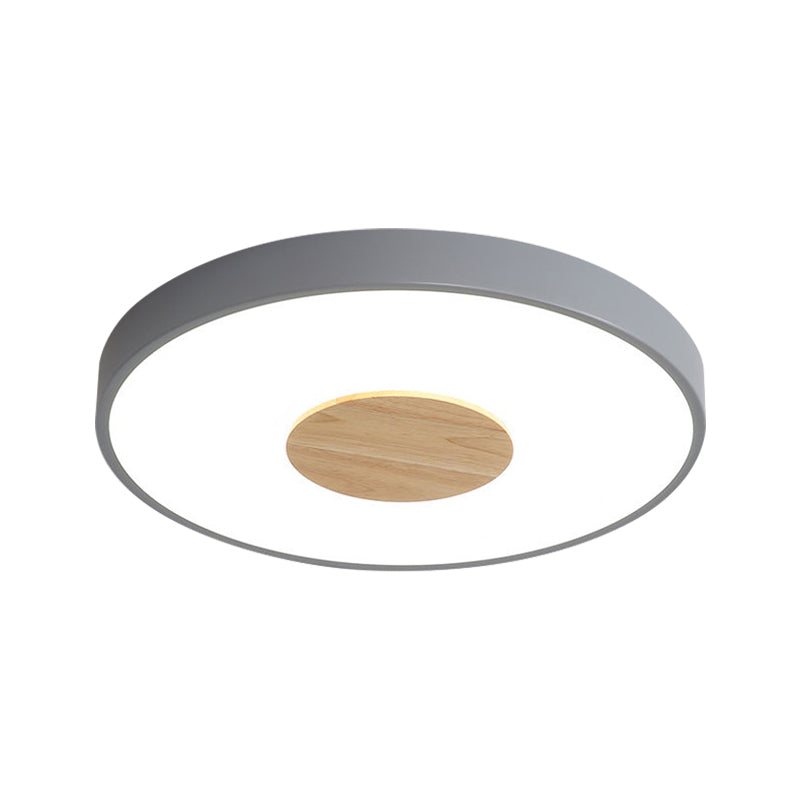 Nordic Iron Round Flush Mount Ceiling Light - 1 Head Pink/Blue/White Lighting Fixture for Bedroom - 12"/16"/19.5" Width