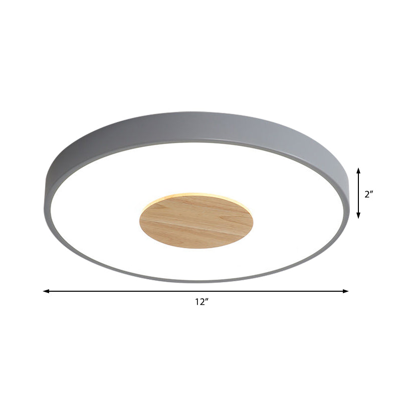 Nordic Iron Round Flush Mount Ceiling Light - 1 Head Pink/Blue/White Lighting Fixture for Bedroom - 12"/16"/19.5" Width
